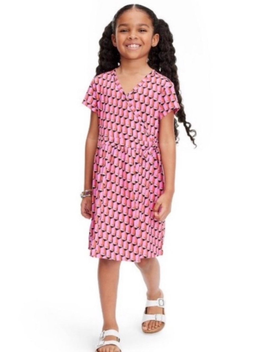 DVF x Target Girls Pink S/S Faux Wrap Dress size Medium (8)